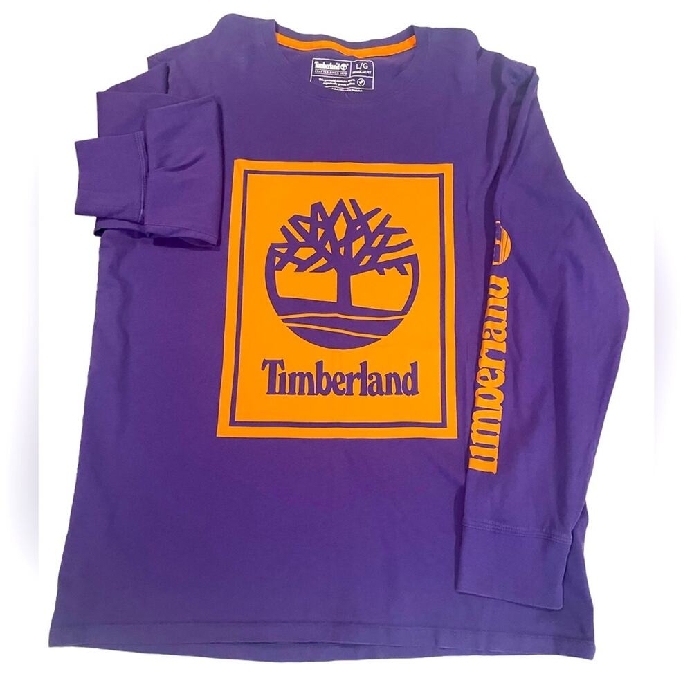 Timberland Men's Long Sleeve Logo Tee - Purple/Orange